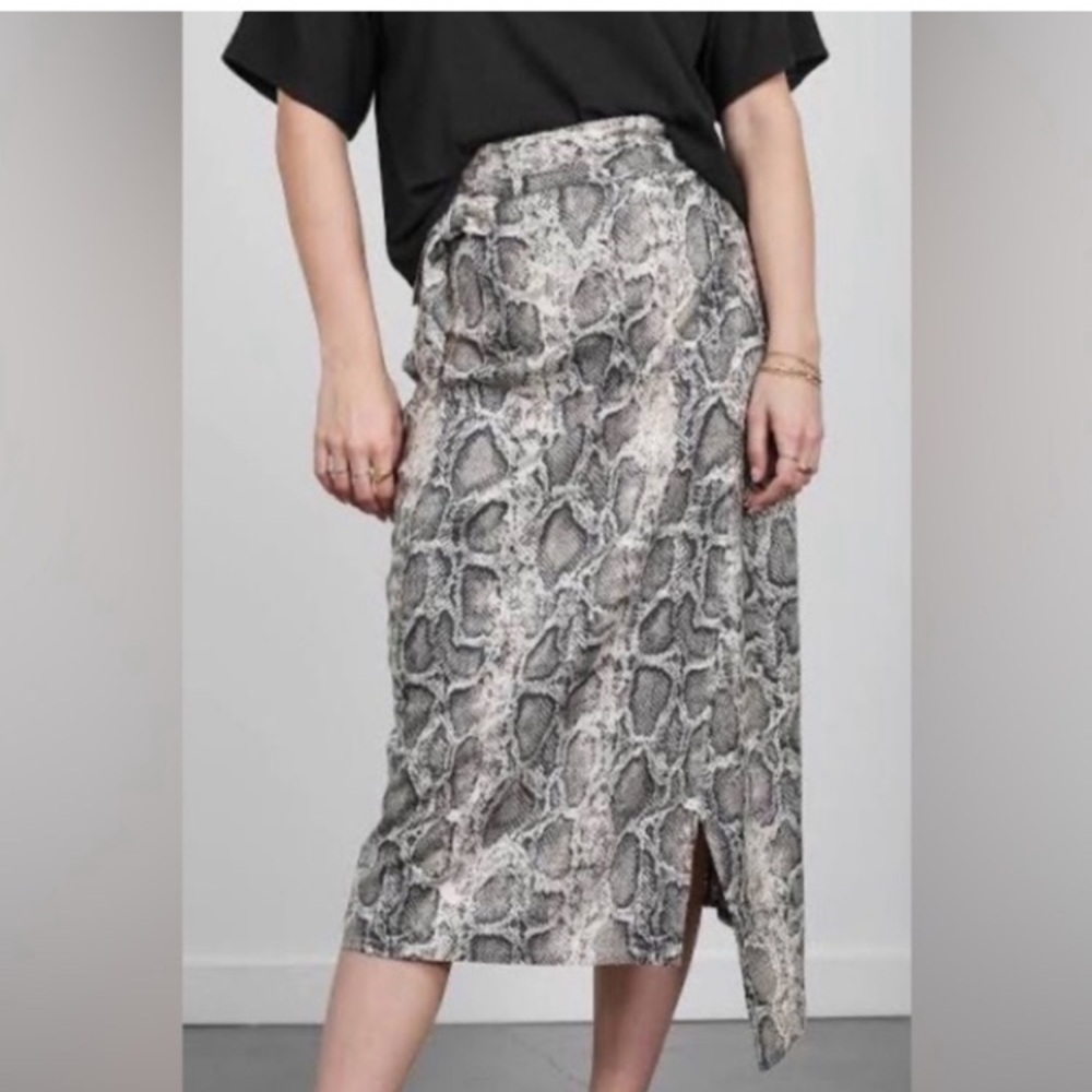Brunette the Label Size Medium-Large Snake-print Wrap Midi Skirt